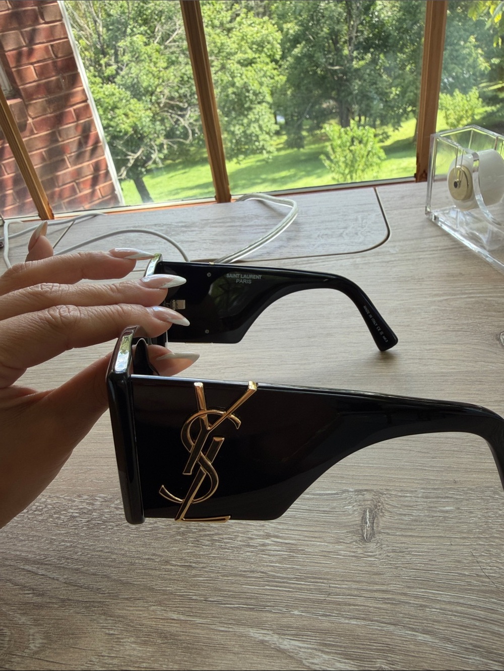 Saint Laurent Black Oversized Logo Shield Sunglasses DUPE/ COPY - Picture 3 of 4